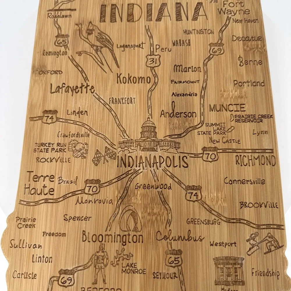 Totally Bamboo Destination Indiana State Shaped‎ Serving and Cutting Board